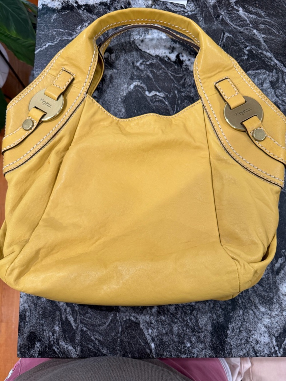 Fossil “Fifty-four” Yellow Leather Hobo Bag - Picture 2 of 11